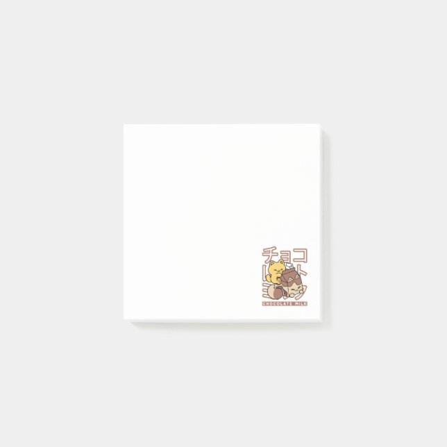 Post-it® Cute Chat Riding Chocolat Lait Carton Kawaii Art (Devant)