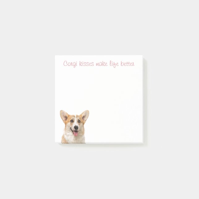 Post-it® Cute Corgi embrasse Amoureux des chiens chiot (Devant)