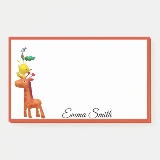 Post-it® Cute Giraffe Fox Peacock Kawaii Animal (Devant)