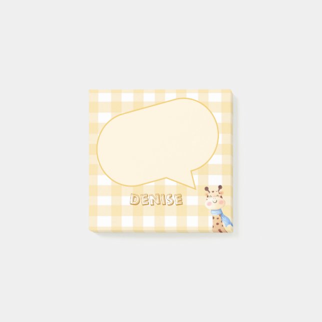 Post-it® Cute Giraffe Pastel Orange En vichy Motif (Devant)