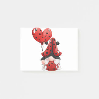 Post-it® Cute Gnome Ladybug With Heart Balloon