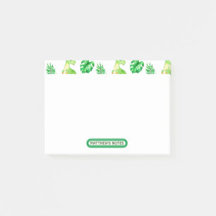 Post-it® Cute Green Watercolor Jungle Dinosaur Pattern 