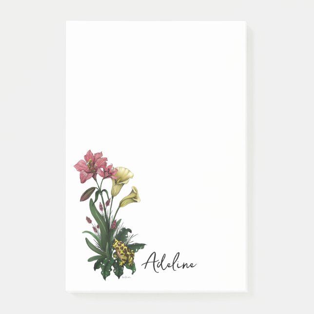 Post-it® Cute grenouille tropicale et Lily Botanique Floral (Devant)