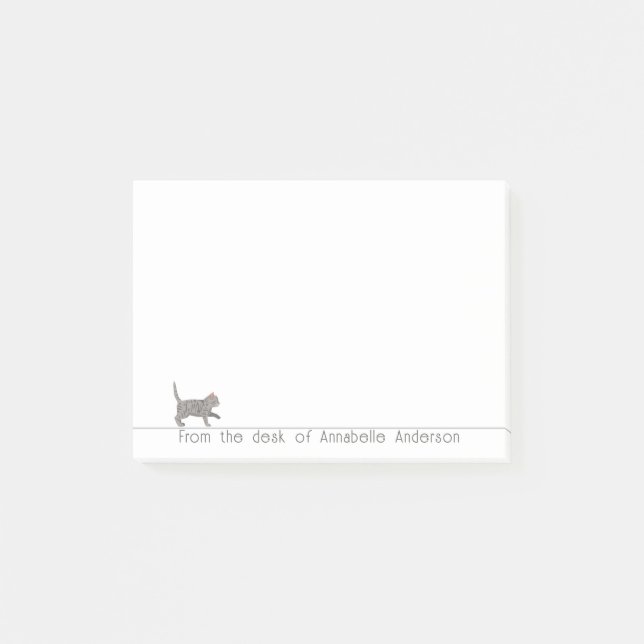 Post-it® Cute Grey Chat Personnaliser les notes (Devant)