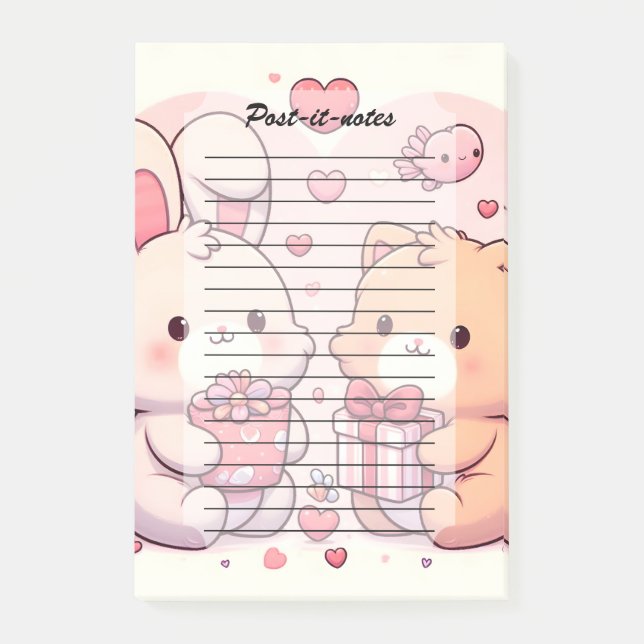Post-it® Cute Kawaii Valentine Bunny Bear Love Gift (Devant)