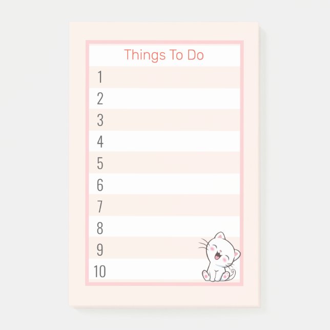 Post-it® Cute Kitty Chat choses à faire (Devant)