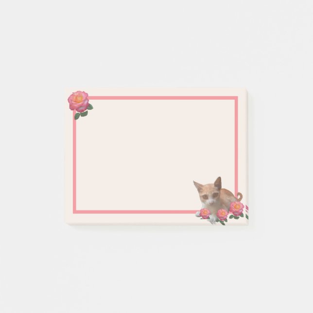 Post-it® Cute Kitty Chat et Rose (Devant)