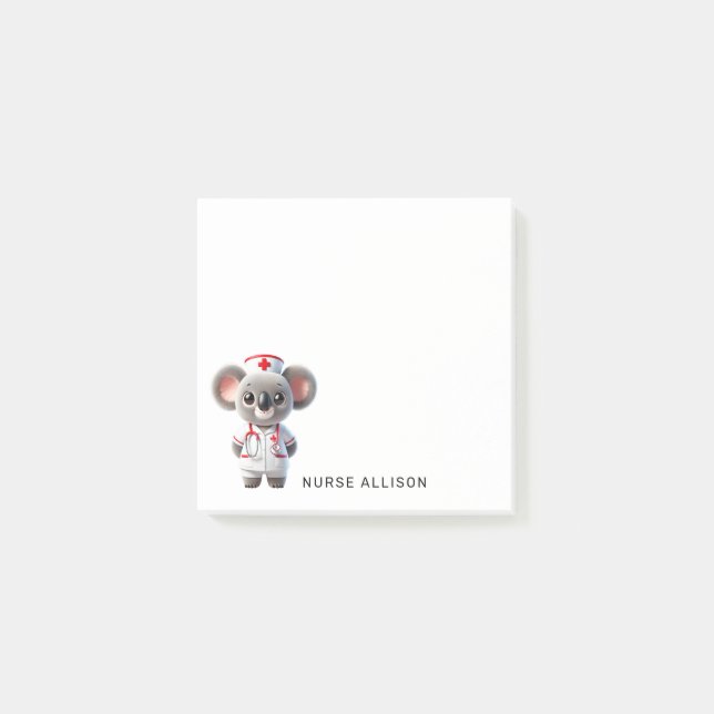 Post-it® Cute Koala Oear Nurse Personnalisée 3 x 3 (Devant)