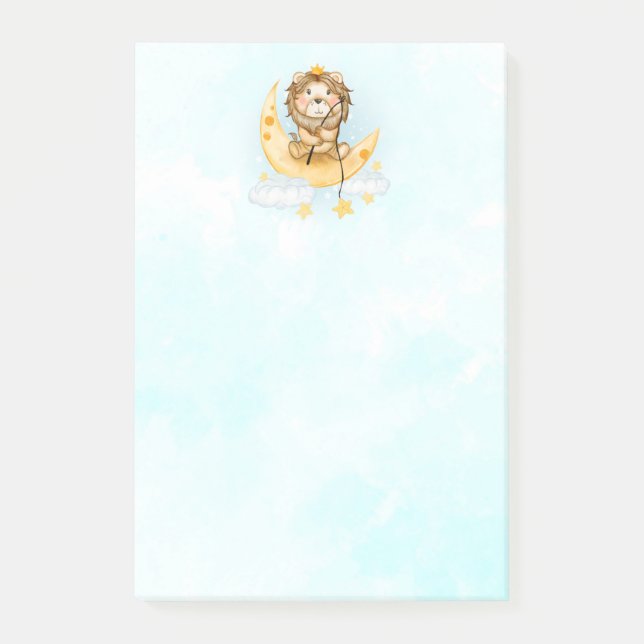 Post-it® Cute Lion Pêche sur l'aquarelle de la lune (Devant)