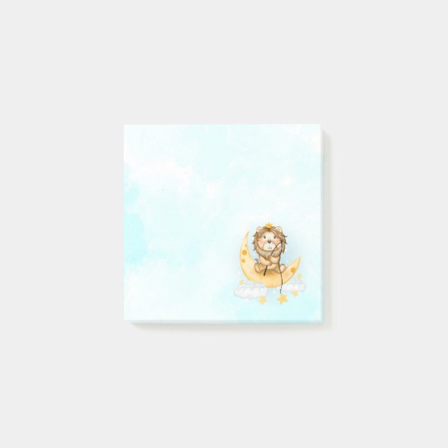 Post-it® Cute Lion Pêche sur l'aquarelle de la lune (Devant)