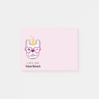 Post-it® Cute Little Frenchie Personnalisée| Rose