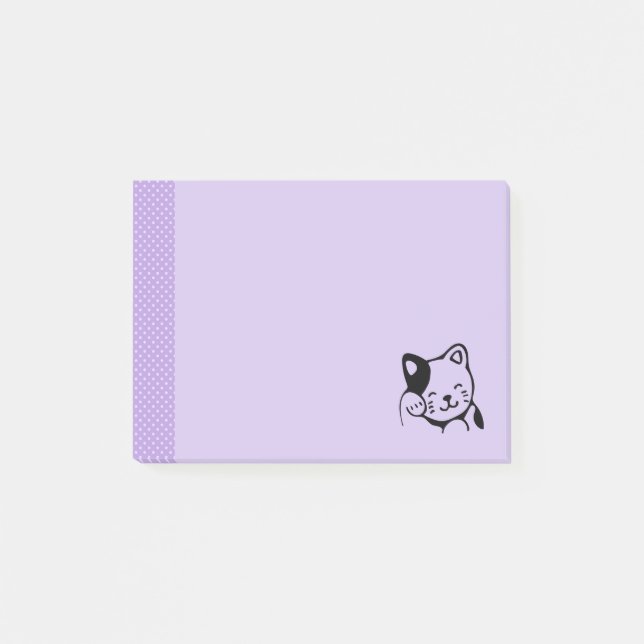 Post-it® Cute noir et blanc Kitty Chat Waving Bonjour (Devant)