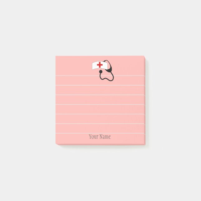 Post-it® Cute Nurses Stethoscope rose Personnalisé (Devant)