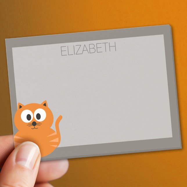 Post-it® Cute Orange Fat Chat avec Taupe Personnalisé (Custom Post It Notepad)