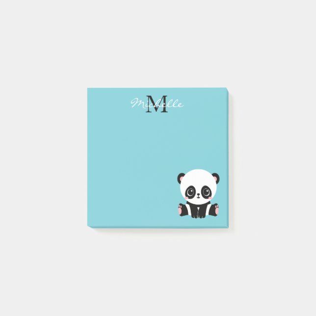 Post-it® Cute Panda Monogram Bubble Gum Blue (Devant)