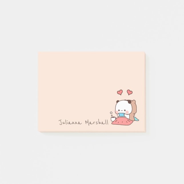 Post-it® Cute Panda ours couple, kawaii Nom du dessin (Devant)