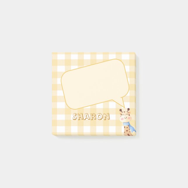Post-it® Cute Pastel Orange En vichy Penser Cloud (Devant)