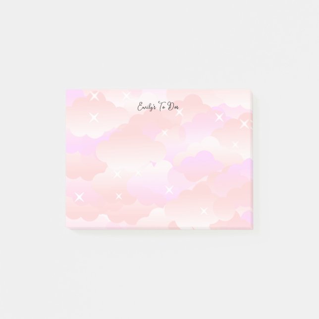 Post-it® Cute Pastel Rose Aesthétique Cloud Stars Personnal (Devant)