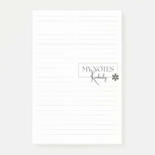 Post-it® Cute Personalized Lined Simple Modern White (Devant)