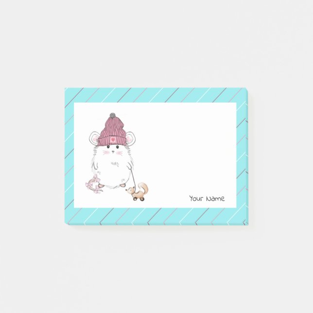 Post-it® Cute Petit Hamster bleu personnalisé (Devant)