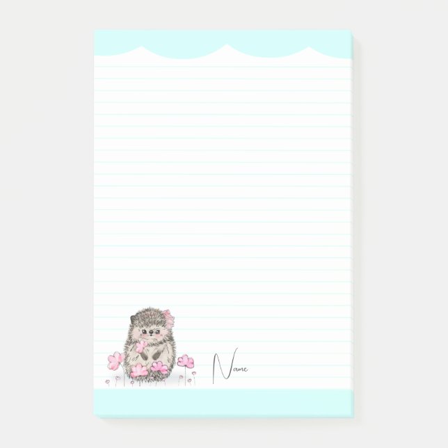 Post-it® Cute petit hérisson personnalisé bleu (Devant)