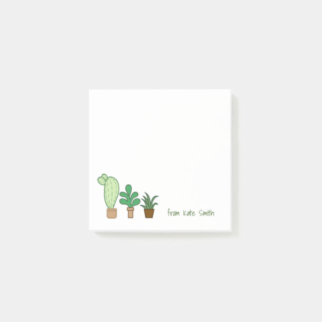 Post-it® Cute Pots illustrés de succulents et de cactus (Devant)