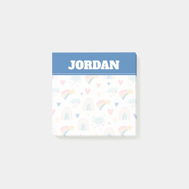 Post-it® Cute Rainbow Hearts & Clouds Motif (Devant)