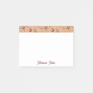 Post-it® Cute Retro Brown Boho Whimsical Name Personalized 