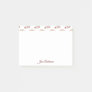 Post-it® Cute rose blanc Motif de coeur floral