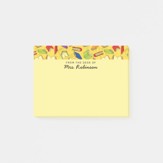 Post-it® Cute School Books Teacher Desk Jaune 4 x 3 (Devant)