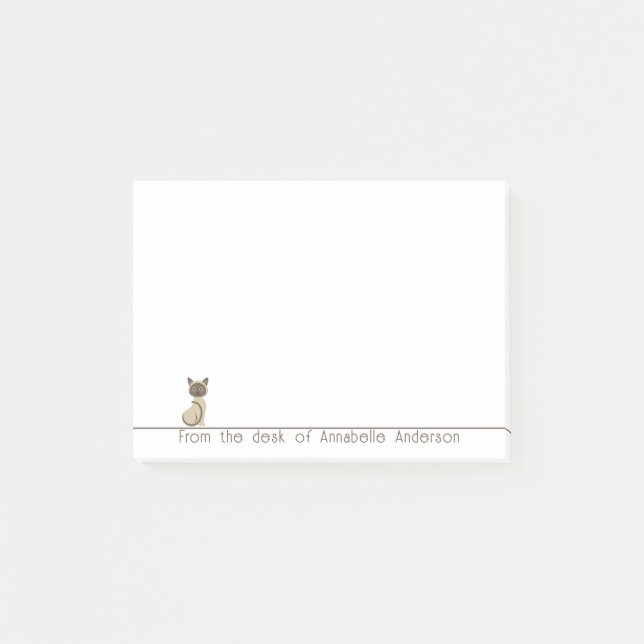 Post-it® Cute Siamese Chat Personnaliser les notes (Devant)