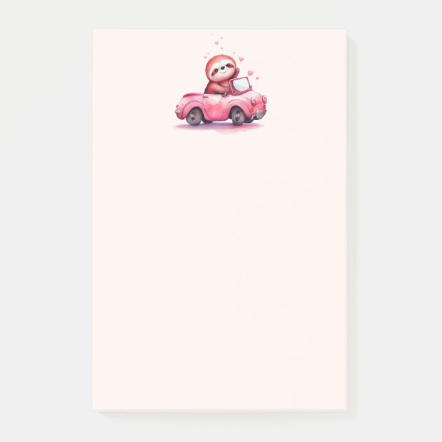 Post-it® Cute Sloth Driving a Pink Convertible (Devant)