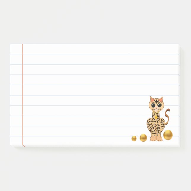 Post-it® Cute Tiger Chat & Dots Or (Devant)