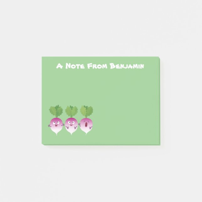 Post-it® Cute turnip légumes trio chanter dessin animé (Devant)