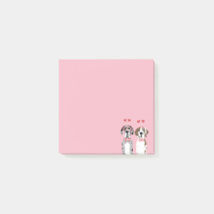 Post-it® Cute Valentine Great Dane Dogs Rose Red