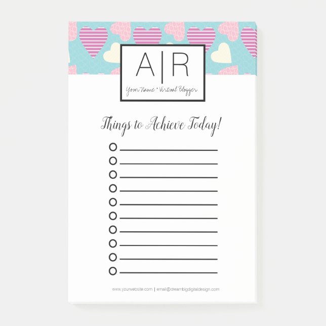 Post-it® Cute Valentines Journée Motifs Pastel Coeurs (Devant)