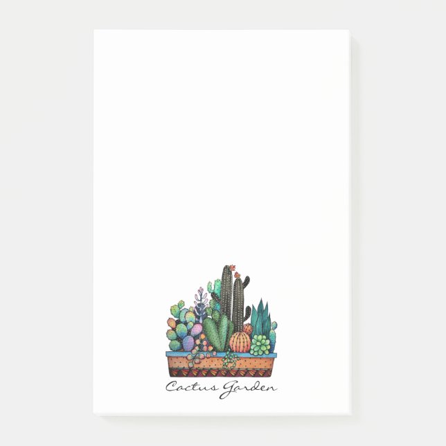Post-it® Cute Watercolor Cactus Garden (Devant)