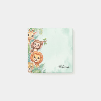 Post-it® Cute Watercolor Jungle Friends Custom Sticky Notes