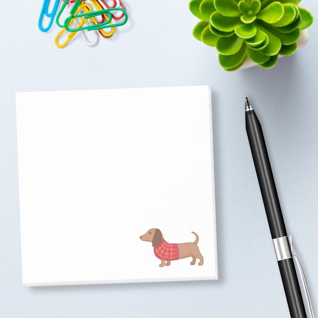 Post-it® Dachshund Wiener Chien Douille Rouge Plaid (Créateur téléchargé)