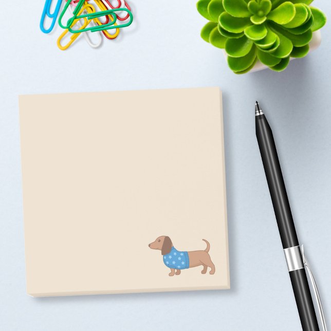 Post-it® Dachshund Wiener Dog Blue Star Sweat sur Beige (Créateur téléchargé)