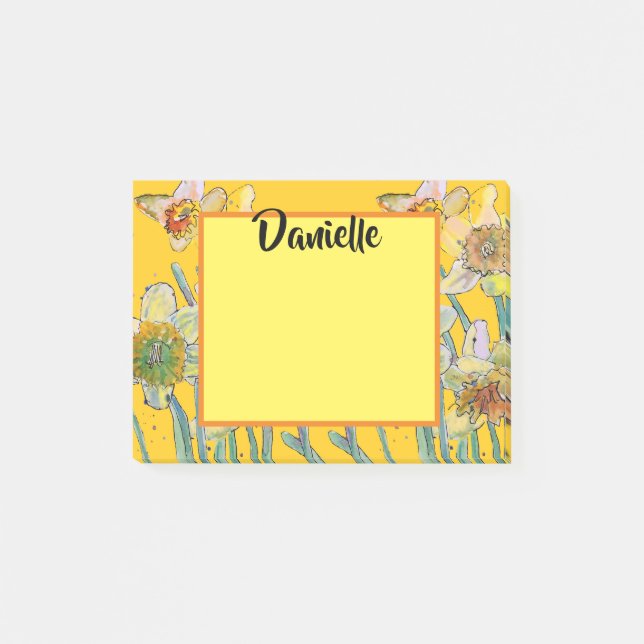 Post-it® Daffodique Aquarelle Art Femmes Nom Post It Notes (Devant)