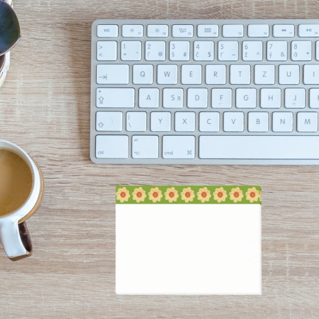 Post-it® Dahlia jaune motif floral sur la bordure verte (In Situ)