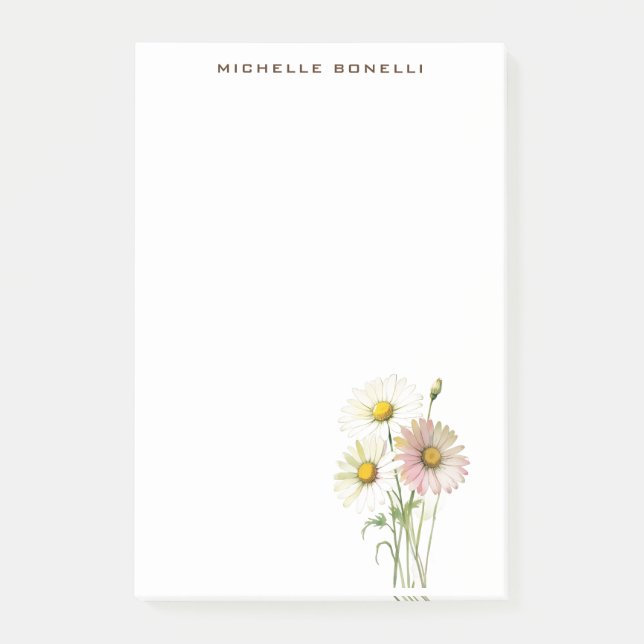 Post-it® Daisy Watercolor Flower Moderne Professionnel (Devant)