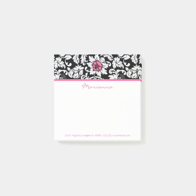 Post-it® Damas Blanches Et Fleur Rose (Devant)