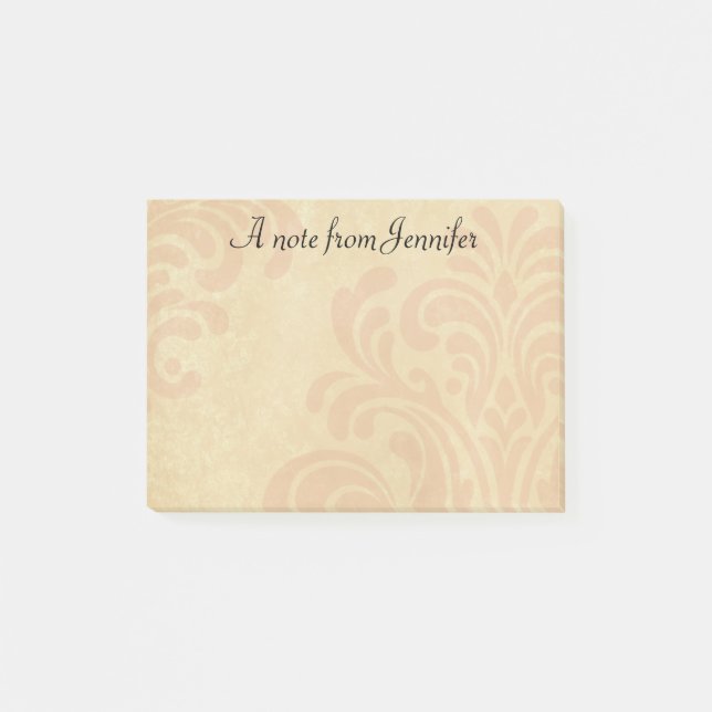 Post-it® Damas subtil rose et beige avec nom personnalisé (Devant)