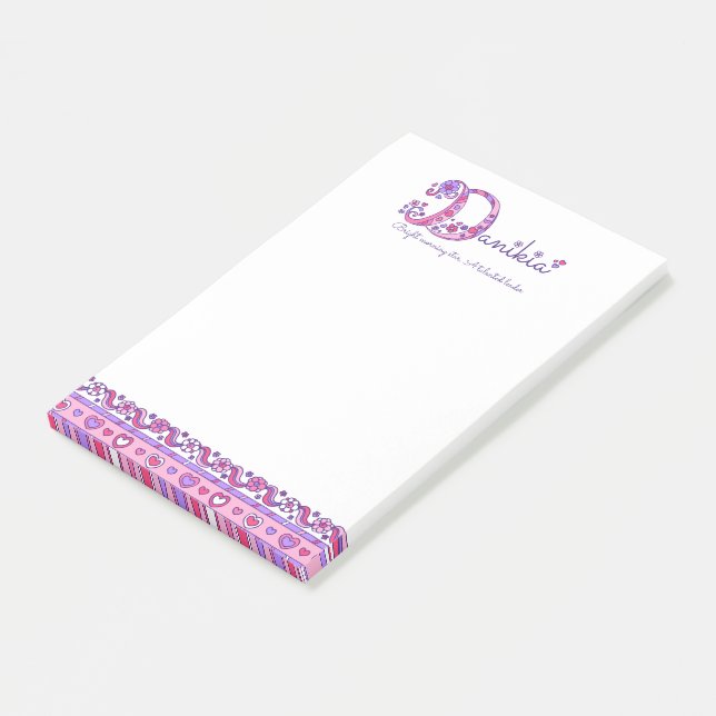 Post-it® Danikia nom signifiant lettre D billet personnalis (Incliné)
