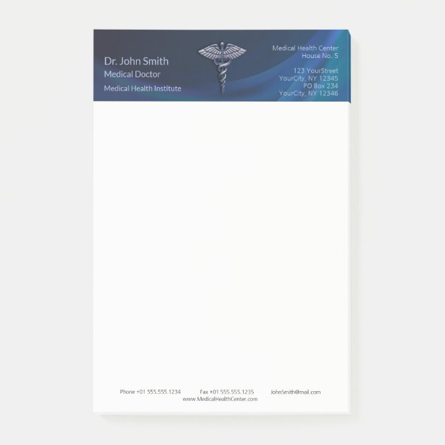 Post-it® Dark Holographic 3D Chrome Médicale Caduceus (Devant)