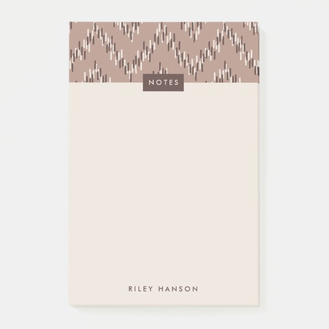 Post-it® Dashing Boho Ikat Zig Zag Motif Post-It - Brown (Devant)