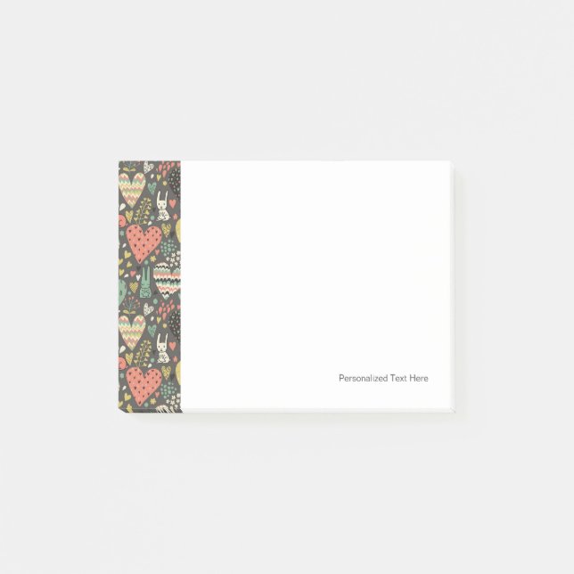 Post-it® De mignons lapins d'amour motif de coeur (Devant)