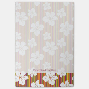 Post-it® Des fleurs blanches sur un arrière - plan rayé